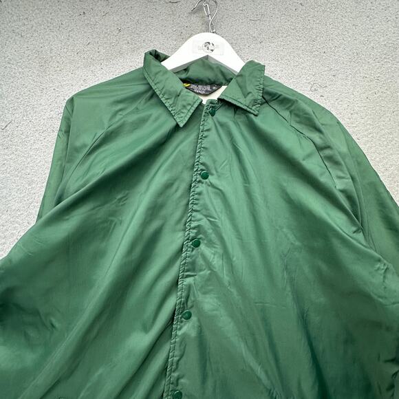 Vintage 70s Sears Snap Button Nylon Lined Coach Jacket Mens XL Tall Green Lined - Picture 4 of 12